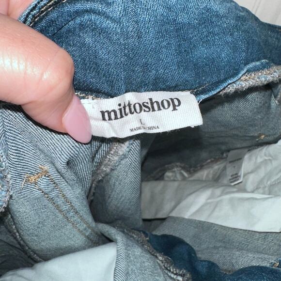 MITTOSHOP MEDIUM WASH SEAM DETAIL WIDE LEG DENIM JEANS - Picture 5 of 8
